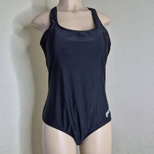 Black One Piece Swimwear with Racerback Design
